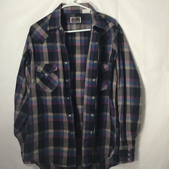 Vintage Western Pearl Snap Plaid Rodeo Shirt - Picture 6 of 8